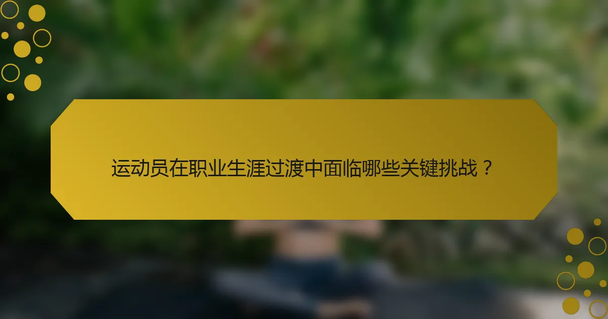 运动员在职业生涯过渡中面临哪些关键挑战？