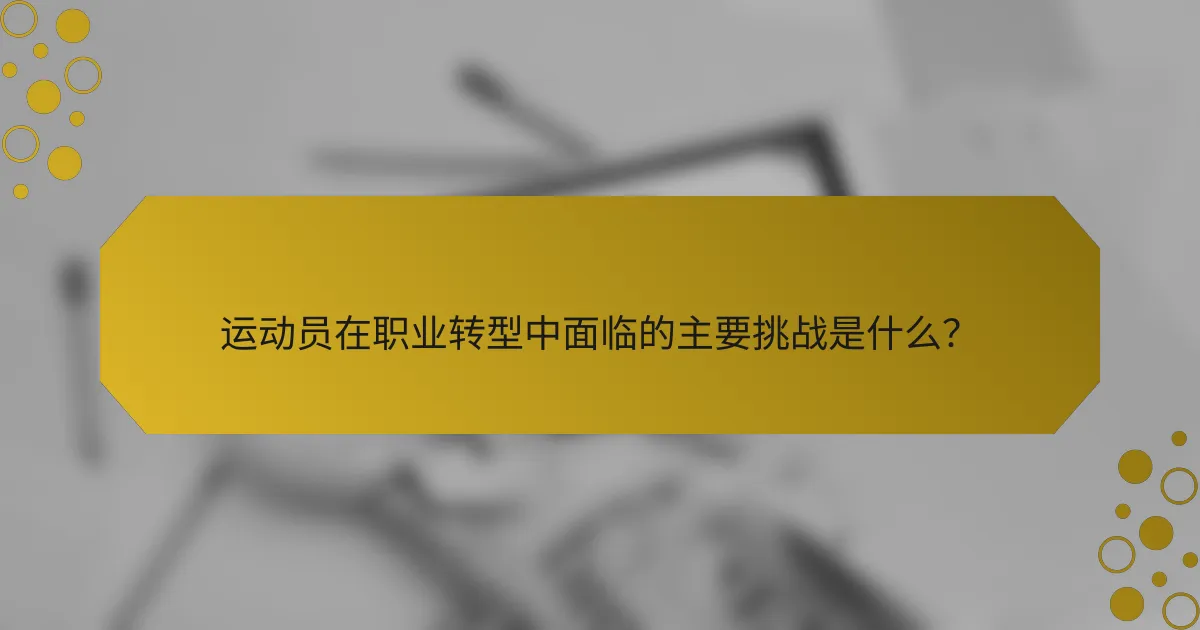 运动员在职业转型中面临的主要挑战是什么？