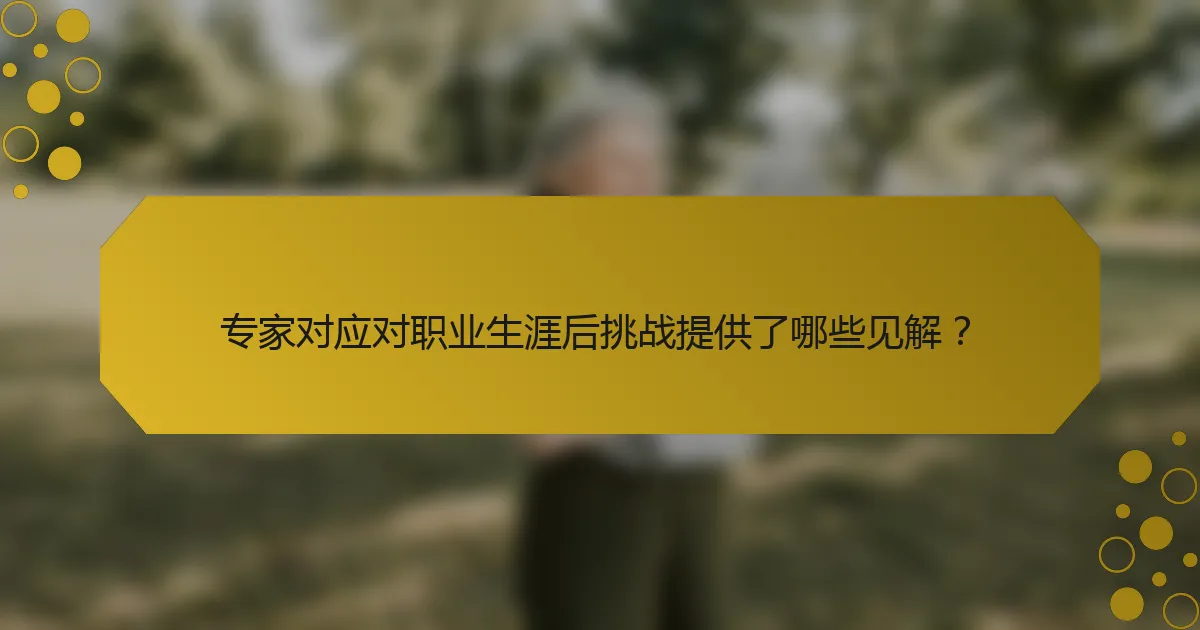 专家对应对职业生涯后挑战提供了哪些见解？